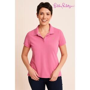 Lilly Pulitzer Solid Pink Polo Sz. L